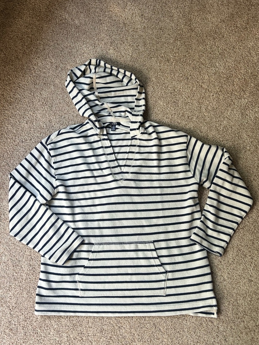 Chaps Cream and Navy Striped Hoodie